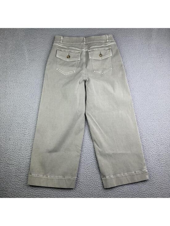 SPANX Pants - Spanx Green Twill Cropped Wide Leg Pants Women's Large (30x23) High Rise Stretch